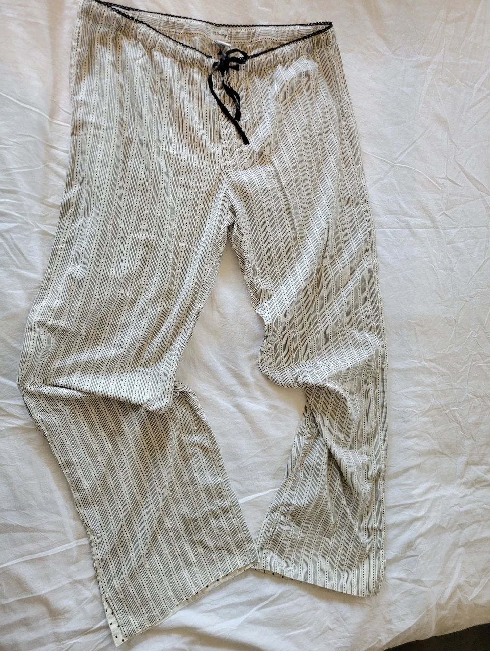 P.J. Salvage Cream & Black Striped Wide Leg Lounge Pants Size L 100% cotton - Picture 2 of 15